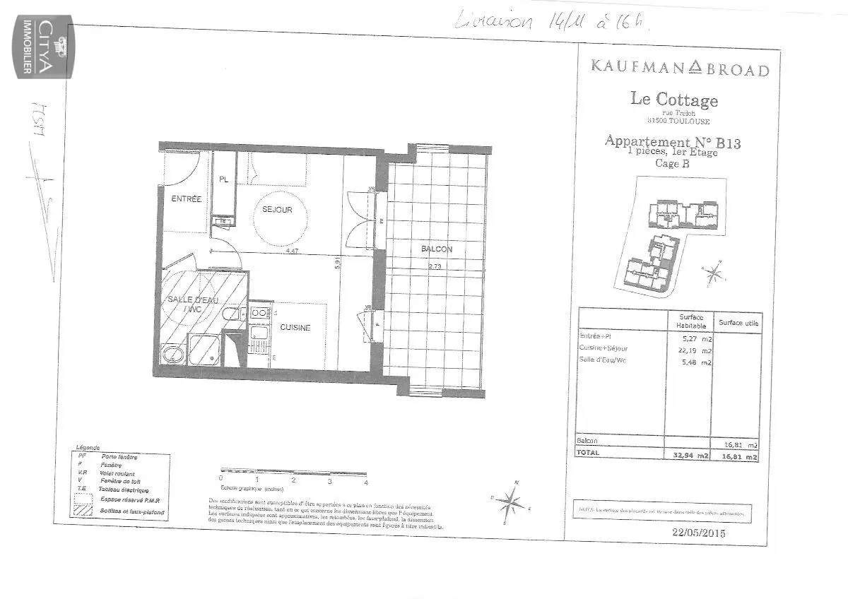 Photo 2 Appartement 1 pièce 32.97m²