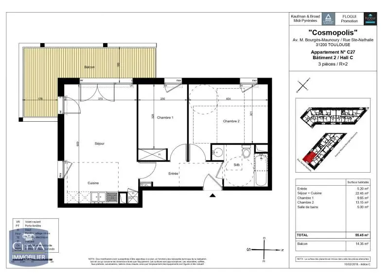 Photo 1 Appartement 3 pièces 55.53m²
