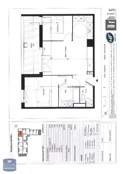 Illustration pour Appartement 3 pièces 56.71m² Photo Appartement 3 pièces 56.71m²