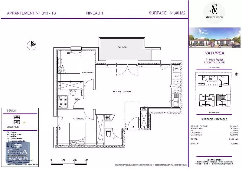 Illustration pour Appartement 3 pièces 61.4m² Photo Appartement 3 pièces 61.4m²