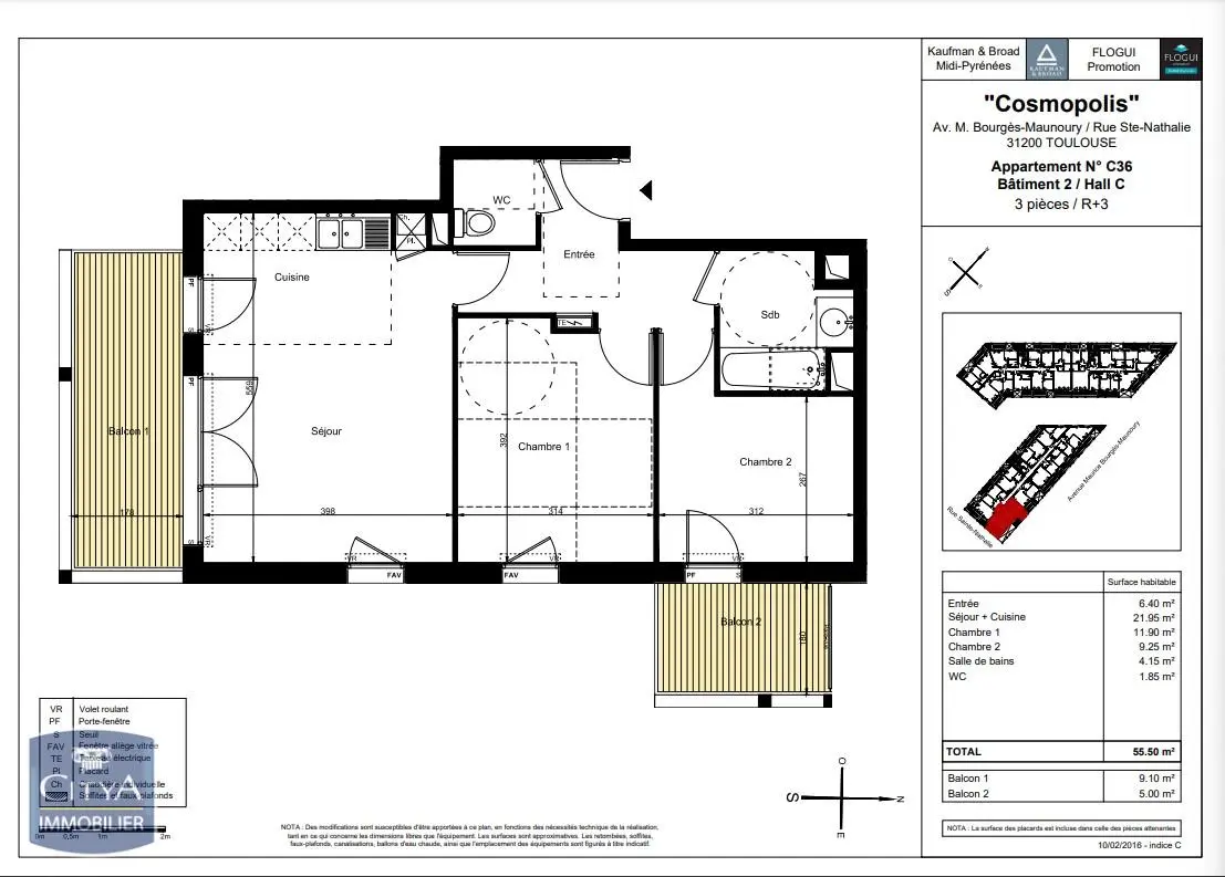 Photo 2 Appartement 3 pièces 55.62m²