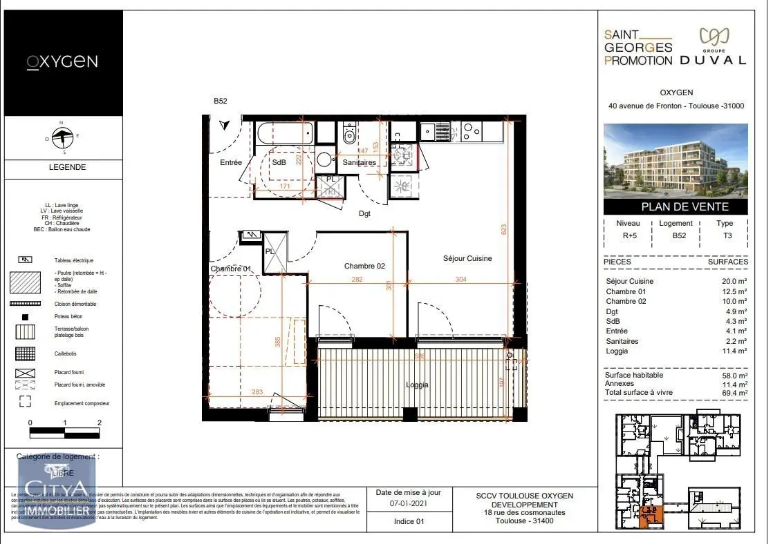 Photo 2 Appartement 3 pièces 58m²