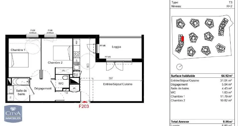 Photo 3 Appartement 3 pièces 64.92m²