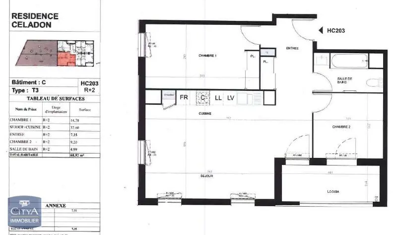 Photo 2 Appartement 3 pièces 68.92m²