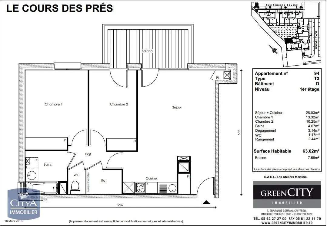 Photo 2 Appartement 3 pièces 62.29m²