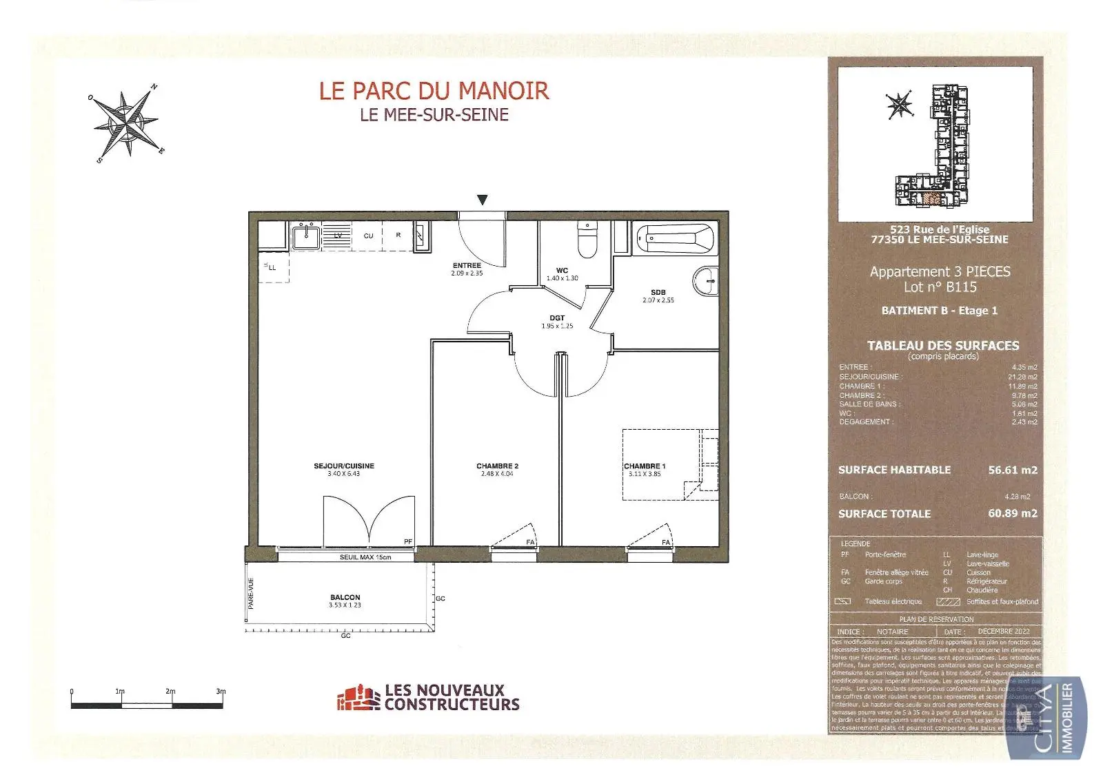Photo 1 Appartement 3 pièces 56.61m²
