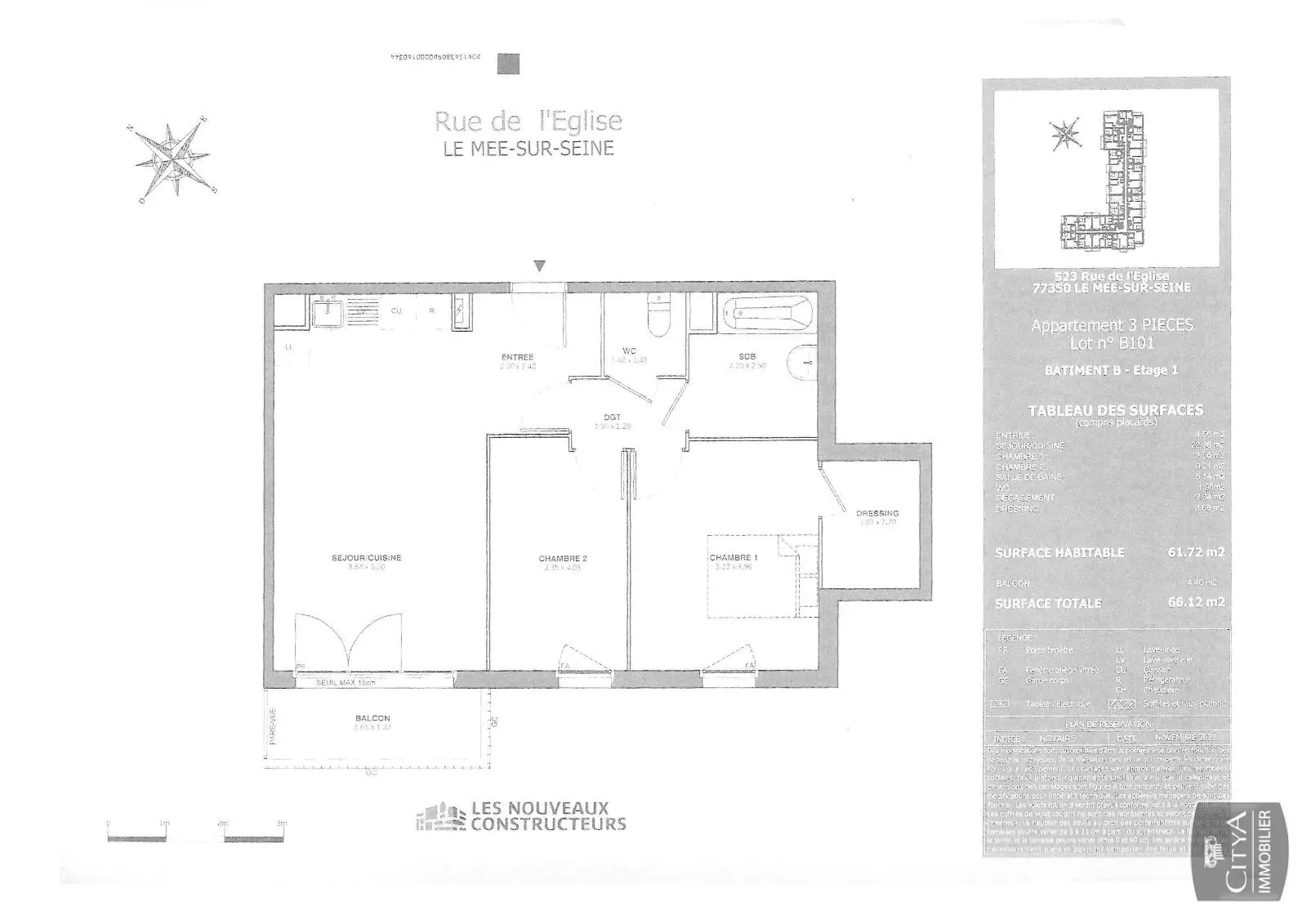 Photo 1 Appartement 3 pièces 61.72m²