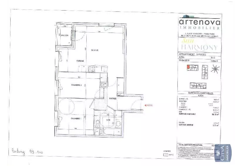 Illustration pour Appartement 3 pièces 58.15m² Photo Appartement 3 pièces 58.15m²