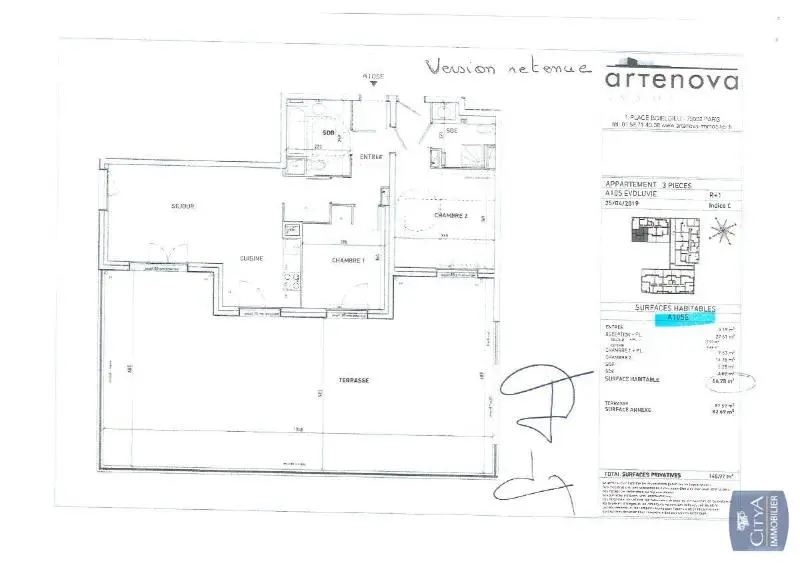 Photo 2 Appartement 3 pièces 66.77m²