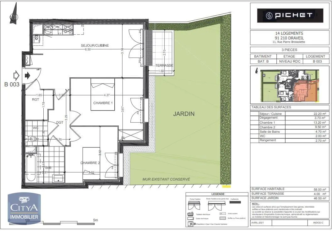 Photo 2 Appartement 3 pièces 57.45m²