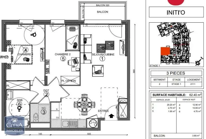 Photo 1 pour Appartement 3 pièces 62.4m² Photo 1 Appartement 3 pièces 62.4m²