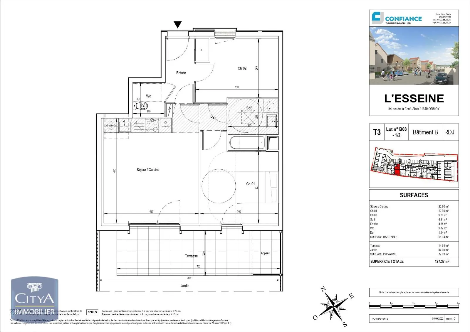 Photo 1 Appartement 3 pièces 55.34m²