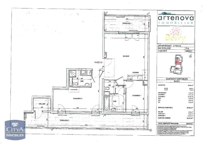 Photo 2 Appartement 3 pièces 69.35m²