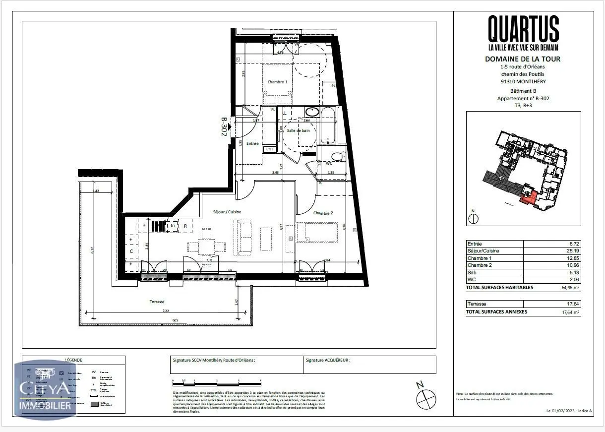 Photo 1 Appartement 3 pièces 64.96m²