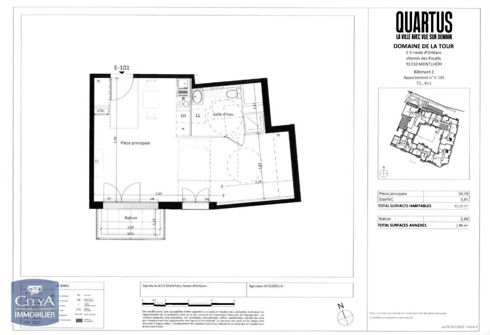 Photo 1 Appartement 1 pièce 40.69m²