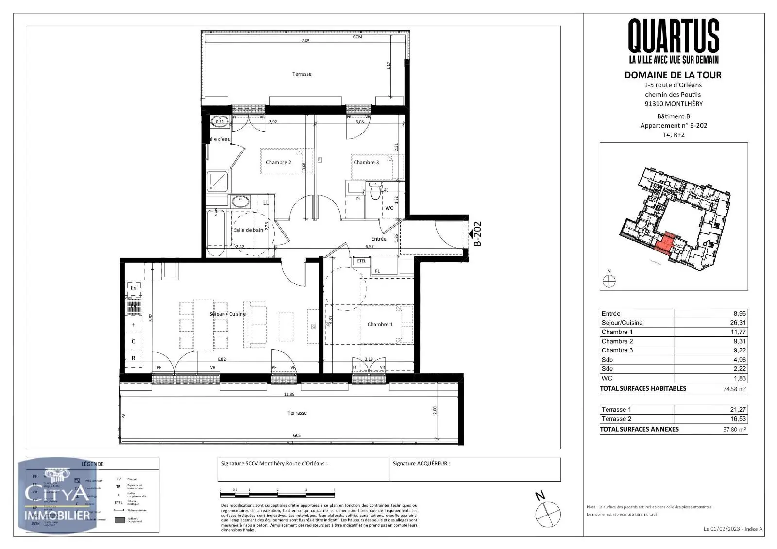 Photo 1 Appartement 4 pièces 74.58m²