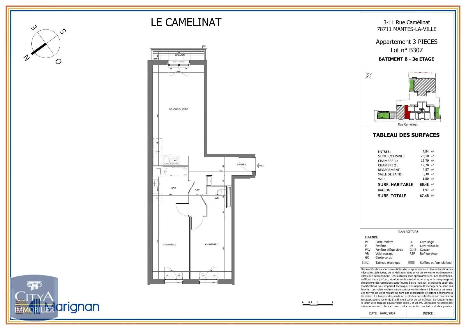 Photo 1 Appartement 3 pièces 65.48m²