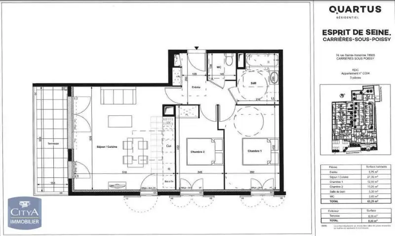 Photo 2 Appartement 3 pièces 63.2m²