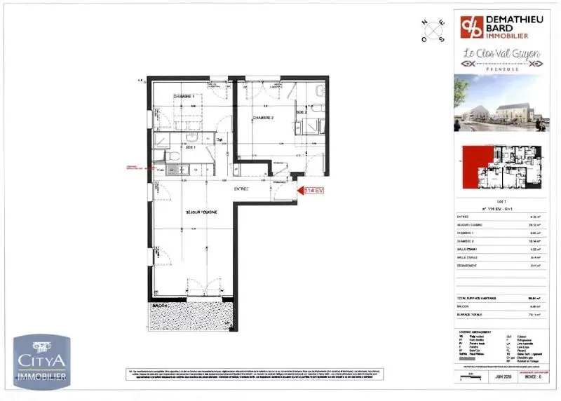 Photo 2 Appartement 3 pièces 65.64m²