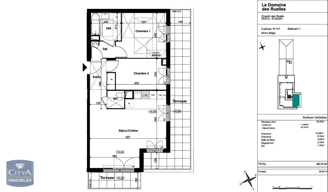 Photo 1 Appartement 3 pièces 64.13m²