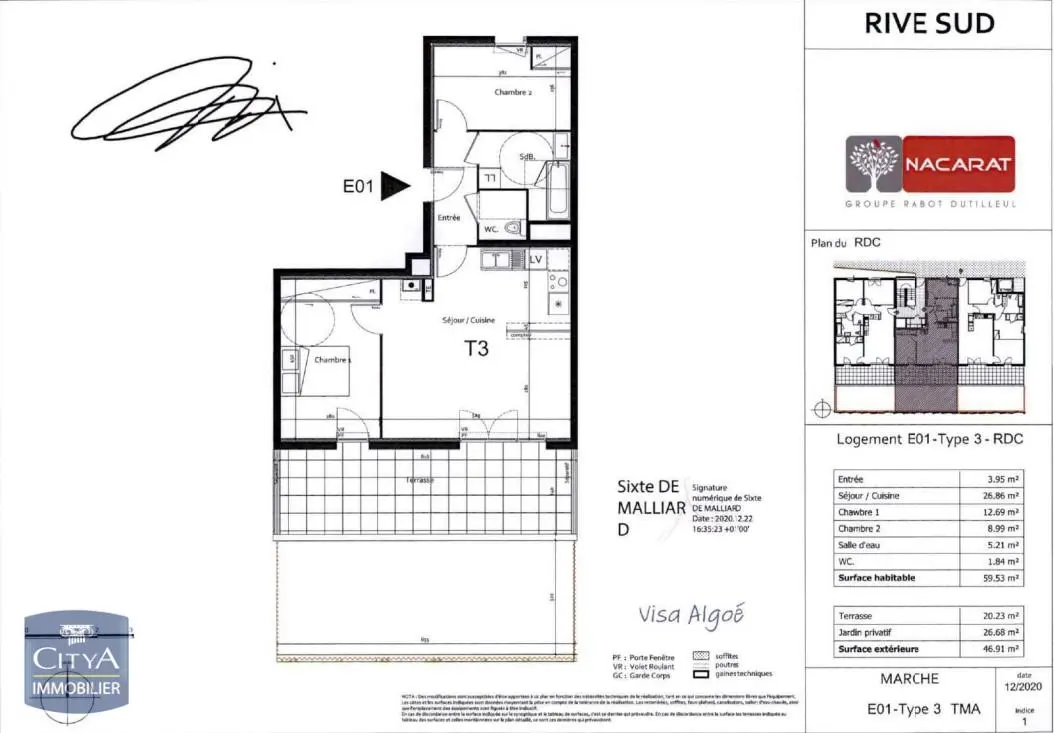 Photo 1 Appartement 3 pièces 59.53m²