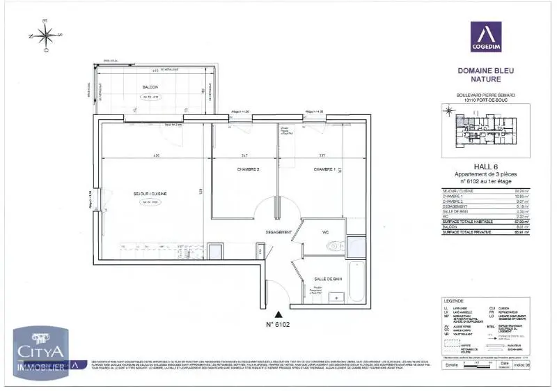 Photo 2 Appartement 3 pièces 57.9m²