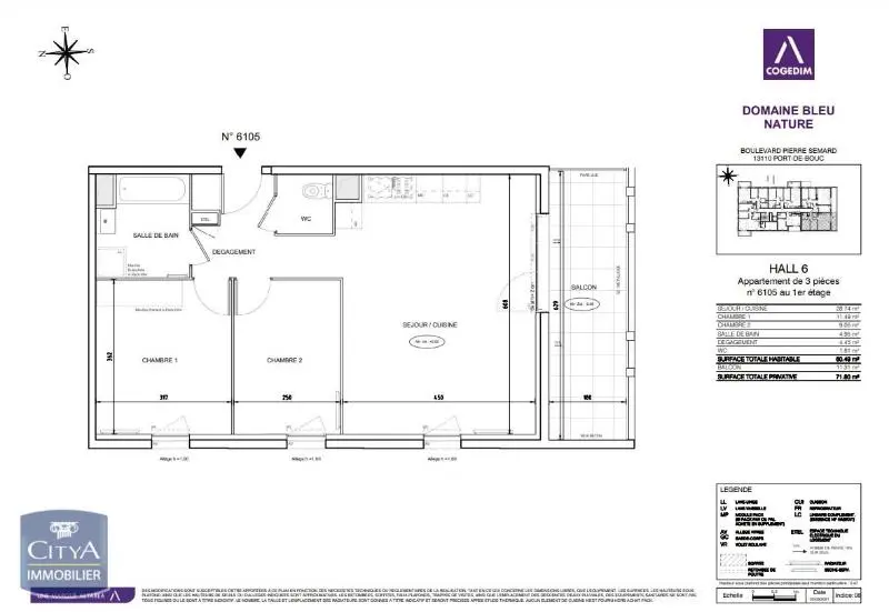 Photo 2 Appartement 3 pièces 60.49m²