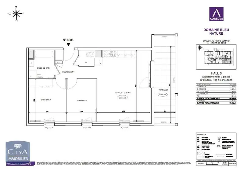 Photo 2 Appartement 3 pièces 60.49m²