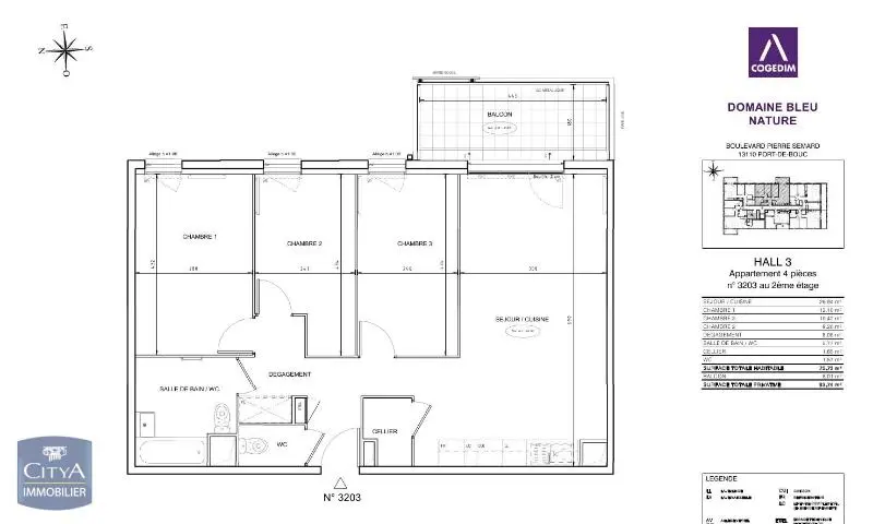 Photo 2 Appartement 4 pièces 75.73m²
