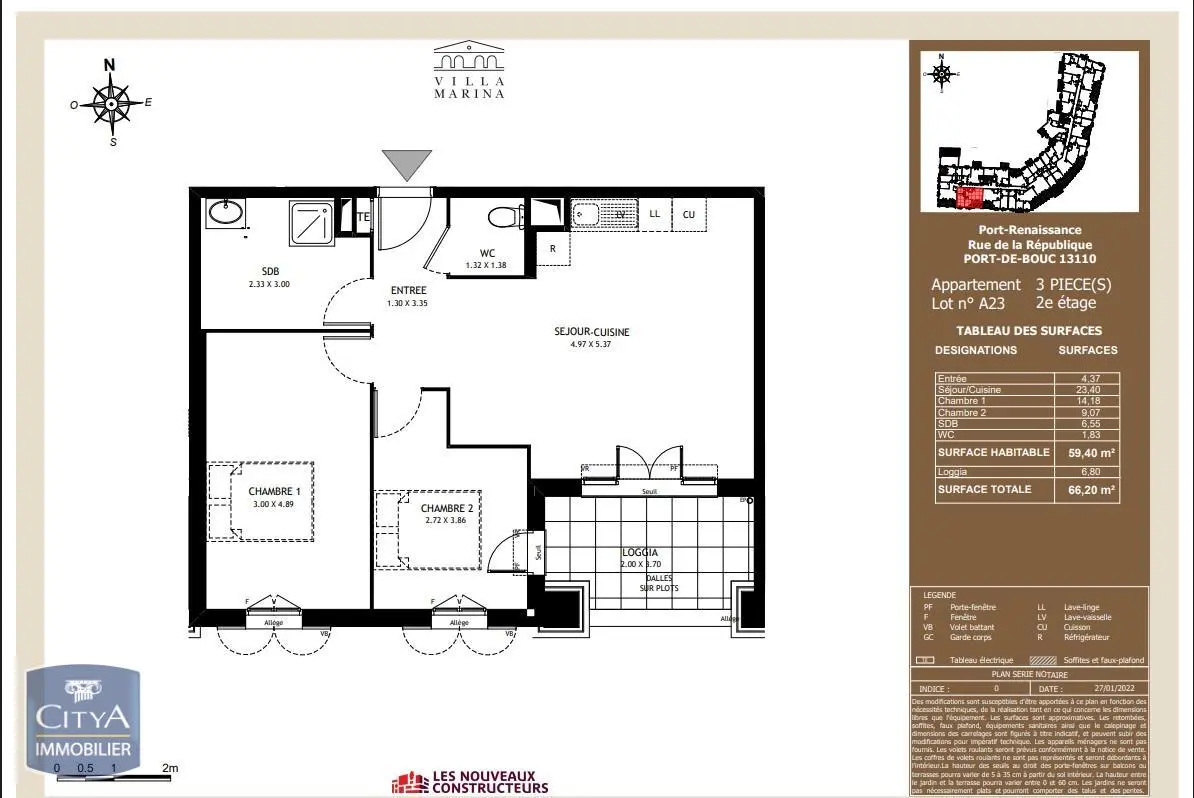 Photo 3 Appartement 3 pièces 59.4m²