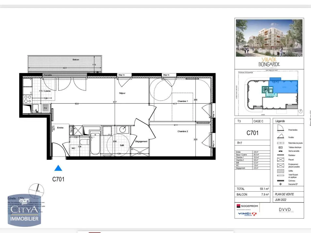 Photo 2 Appartement 3 pièces 59.1m²