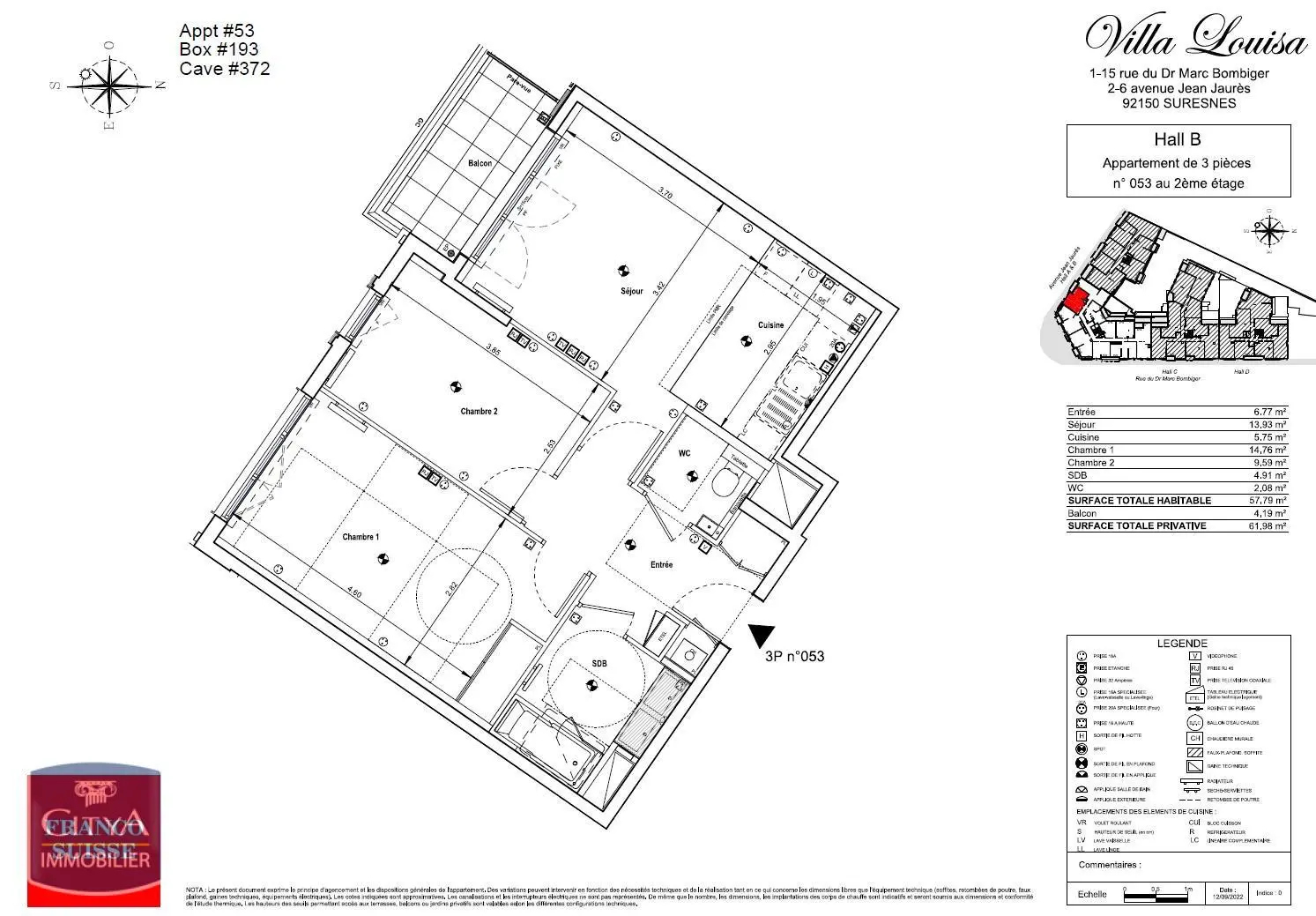 Photo 2 Appartement 3 pièces 57.79m²