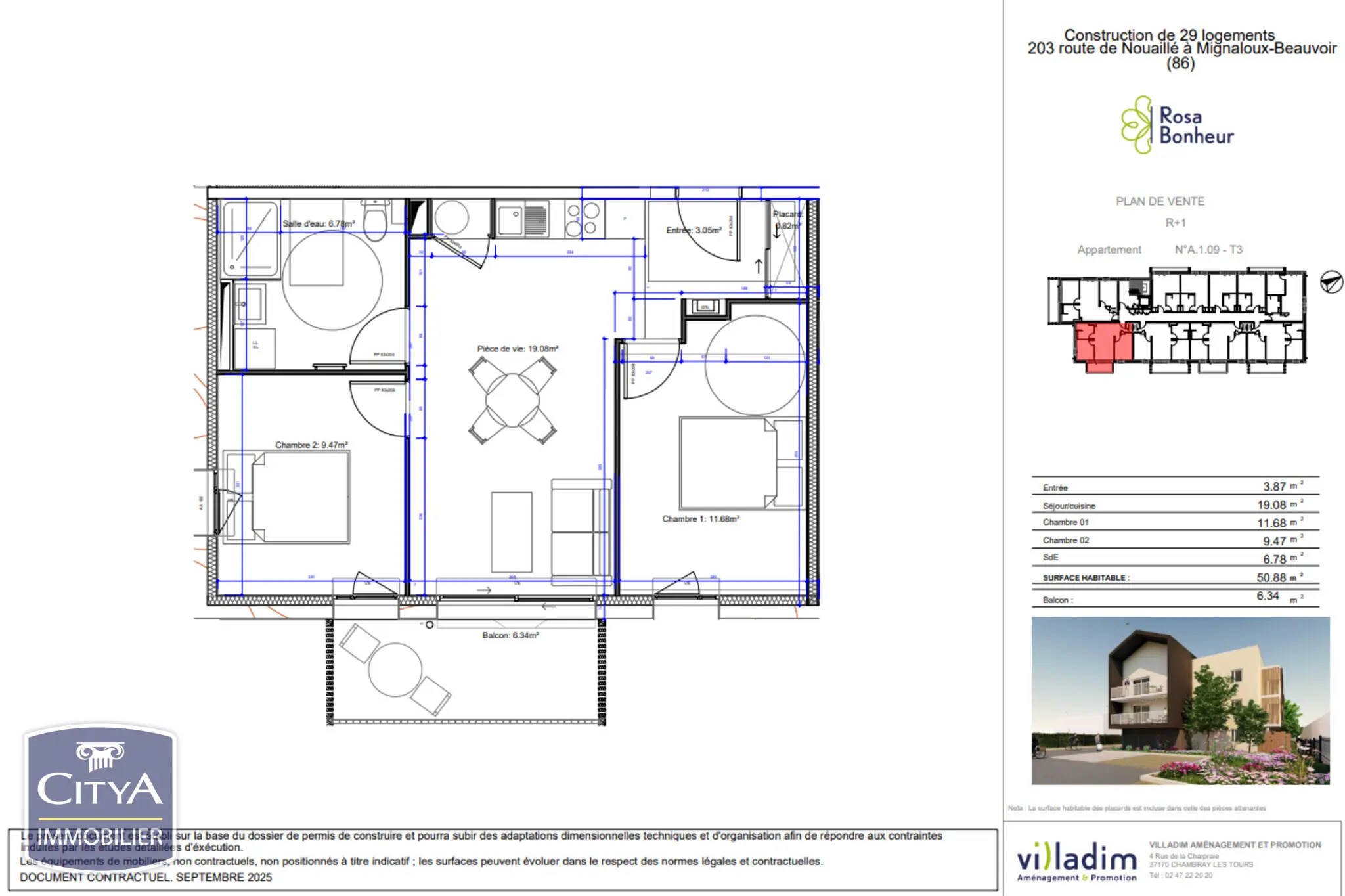Photo 3 Appartement 3 pièces 50.88m²