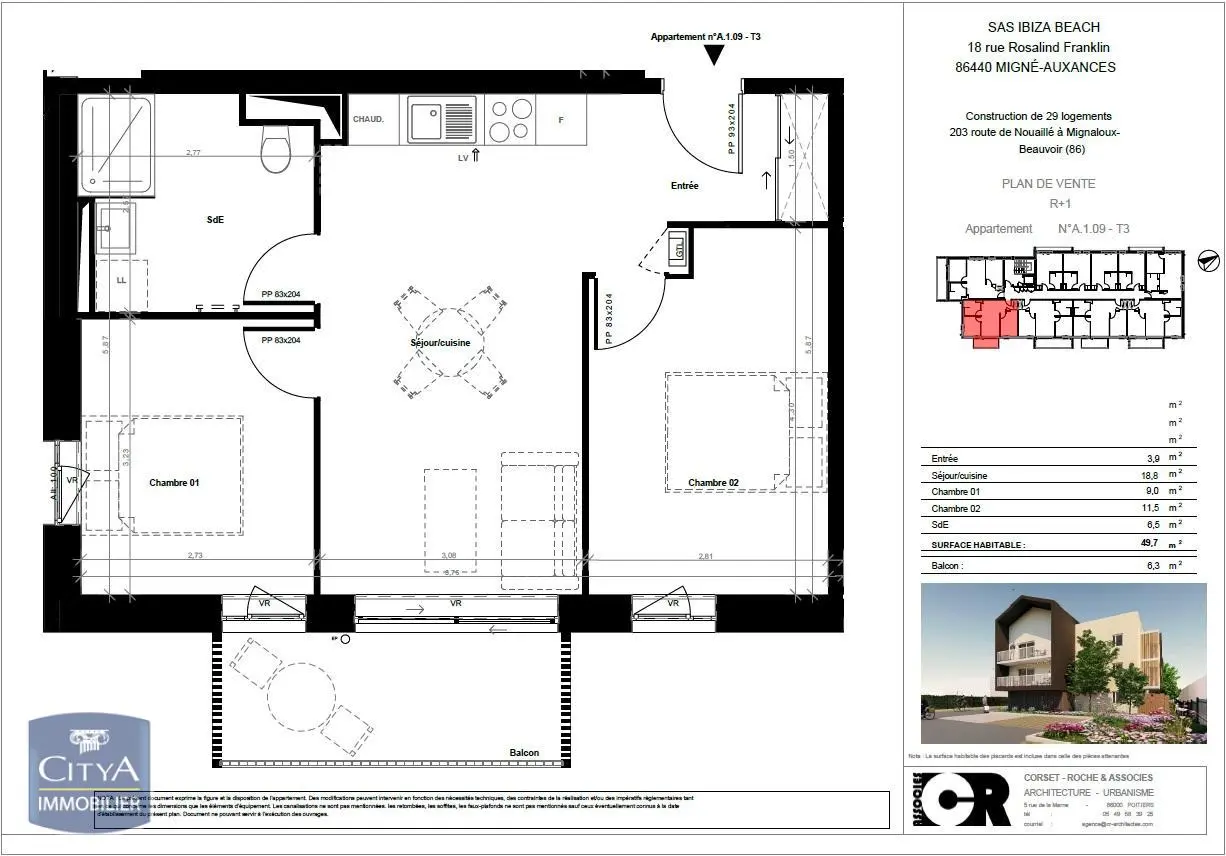 Photo 3 Appartement 3 pièces 49.7m²