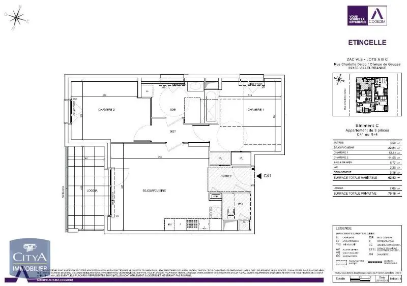 Photo 2 Appartement 3 pièces 62.53m²