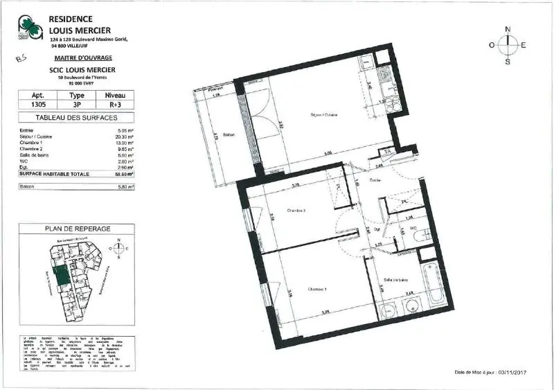 Photo 1 Appartement 3 pièces 58.6m²
