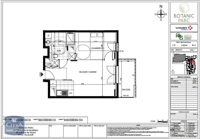 Photo 1 Appartement 2 pièces 43.87m²