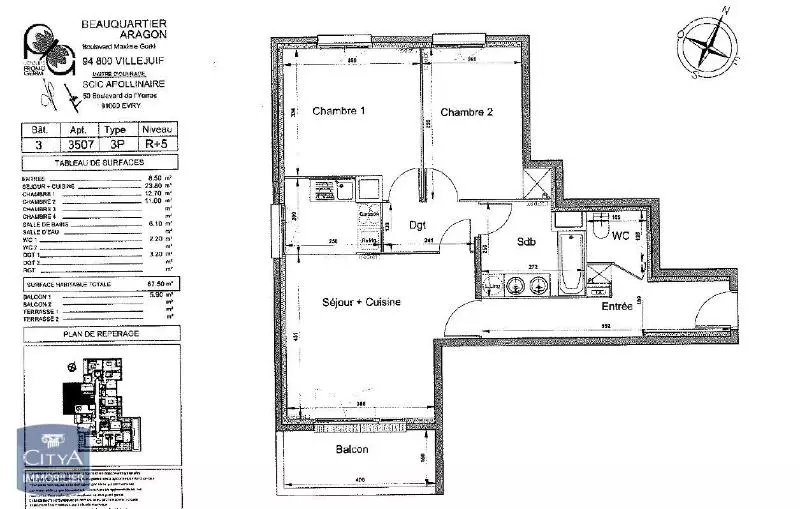 Illustration pour Appartement 3 pièces 67.5m² Photo Appartement 3 pièces 67.5m²