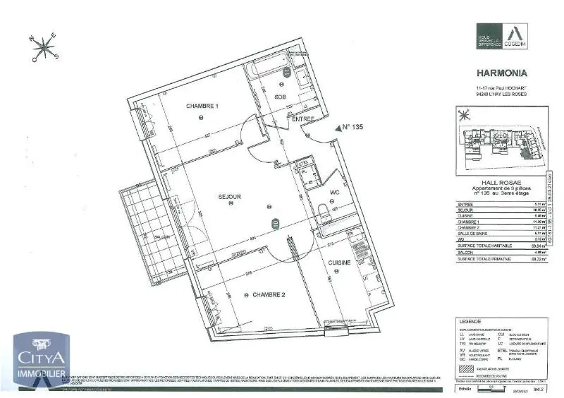 Photo 1 Appartement 3 pièces 63.82m²