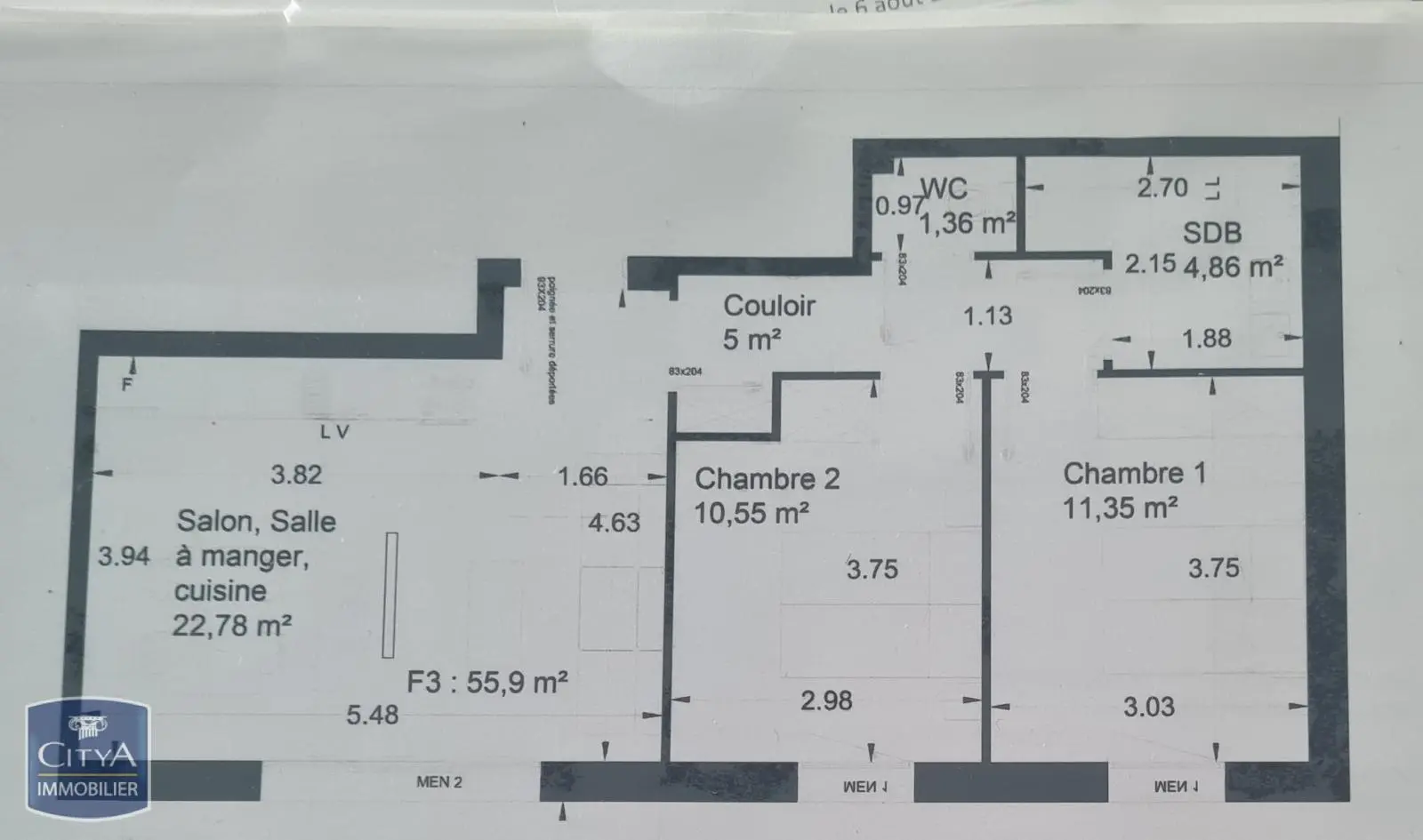 Photo 1 Appartement 3 pièces 55.9m²