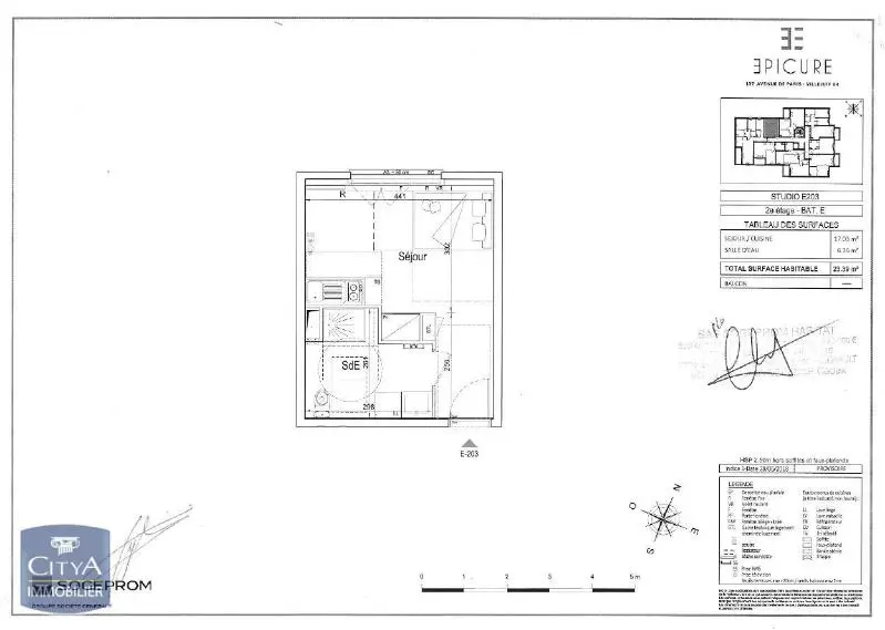 Villejuif (94800) Appartement 1 pièce 23.39m²