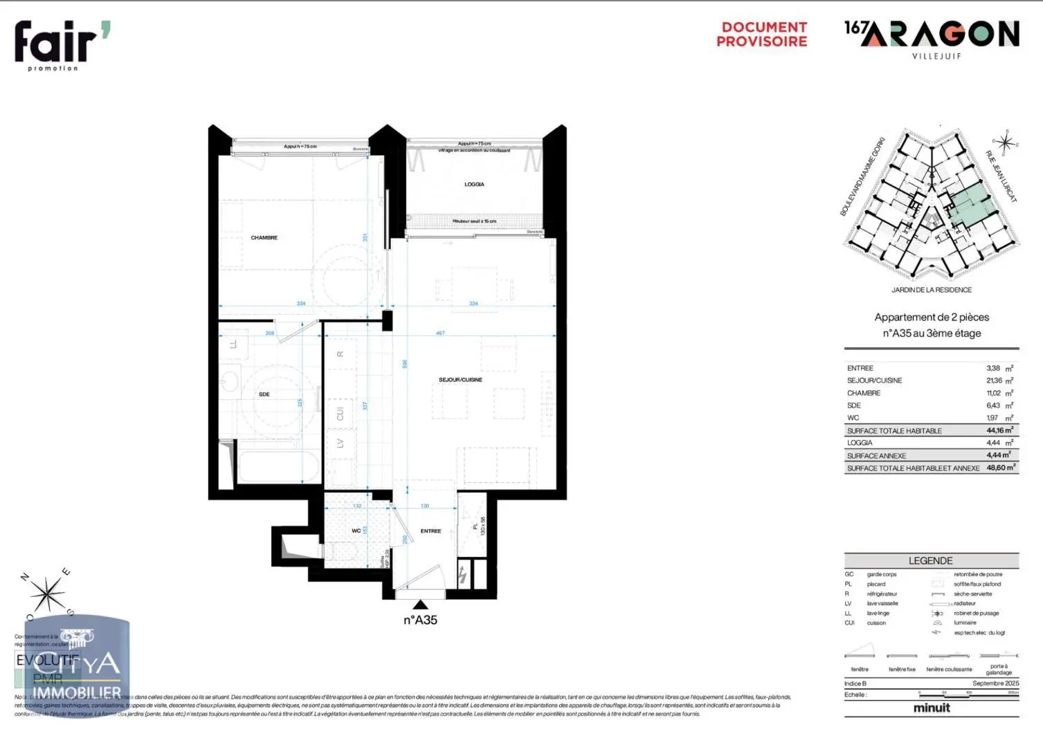 Photo 2 Appartement 2 pièces 44.22m²
