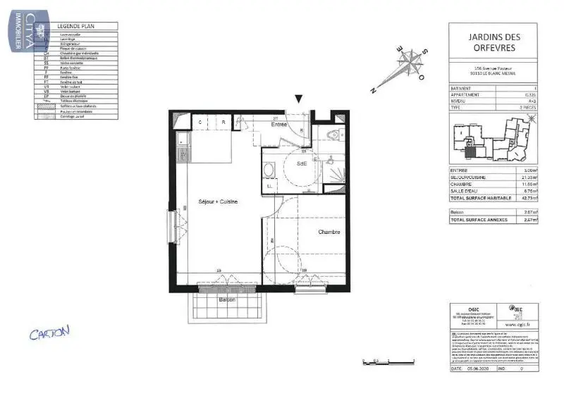 Photo 1 Appartement 2 pièces 42.73m²