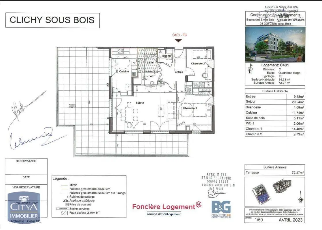 Photo 1 Appartement 3 pièces 84.33m²