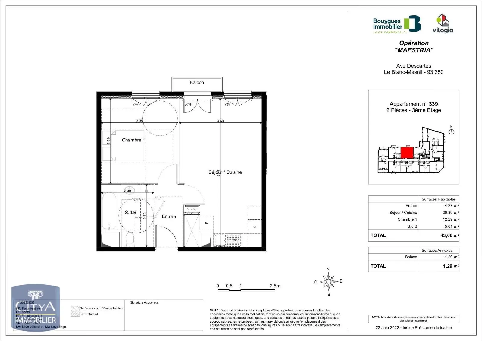 Photo 1 Appartement 2 pièces 43.06m²