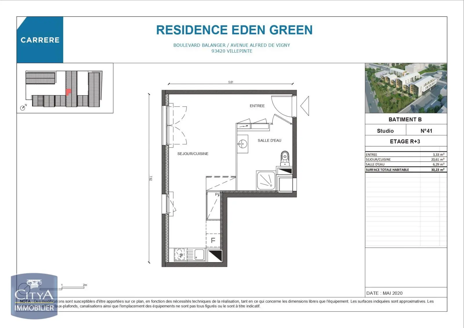 Photo 1 Appartement 1 pièce 30.23m²