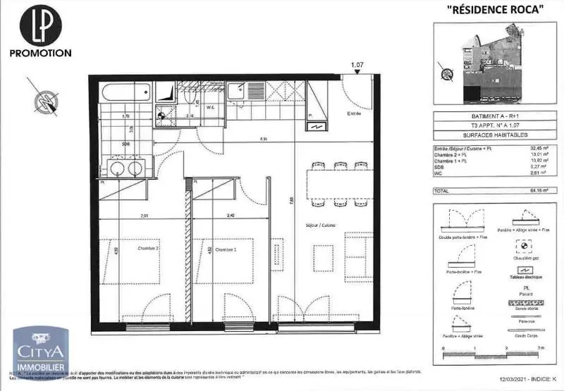 Photo 2 Appartement 3 pièces 64.16m²
