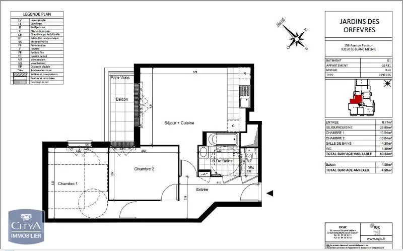 Photo 10 Appartement 3 pièces 60.23m²