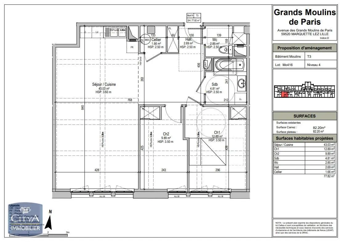 Photo 2 Appartement 3 pièces 77.6m²