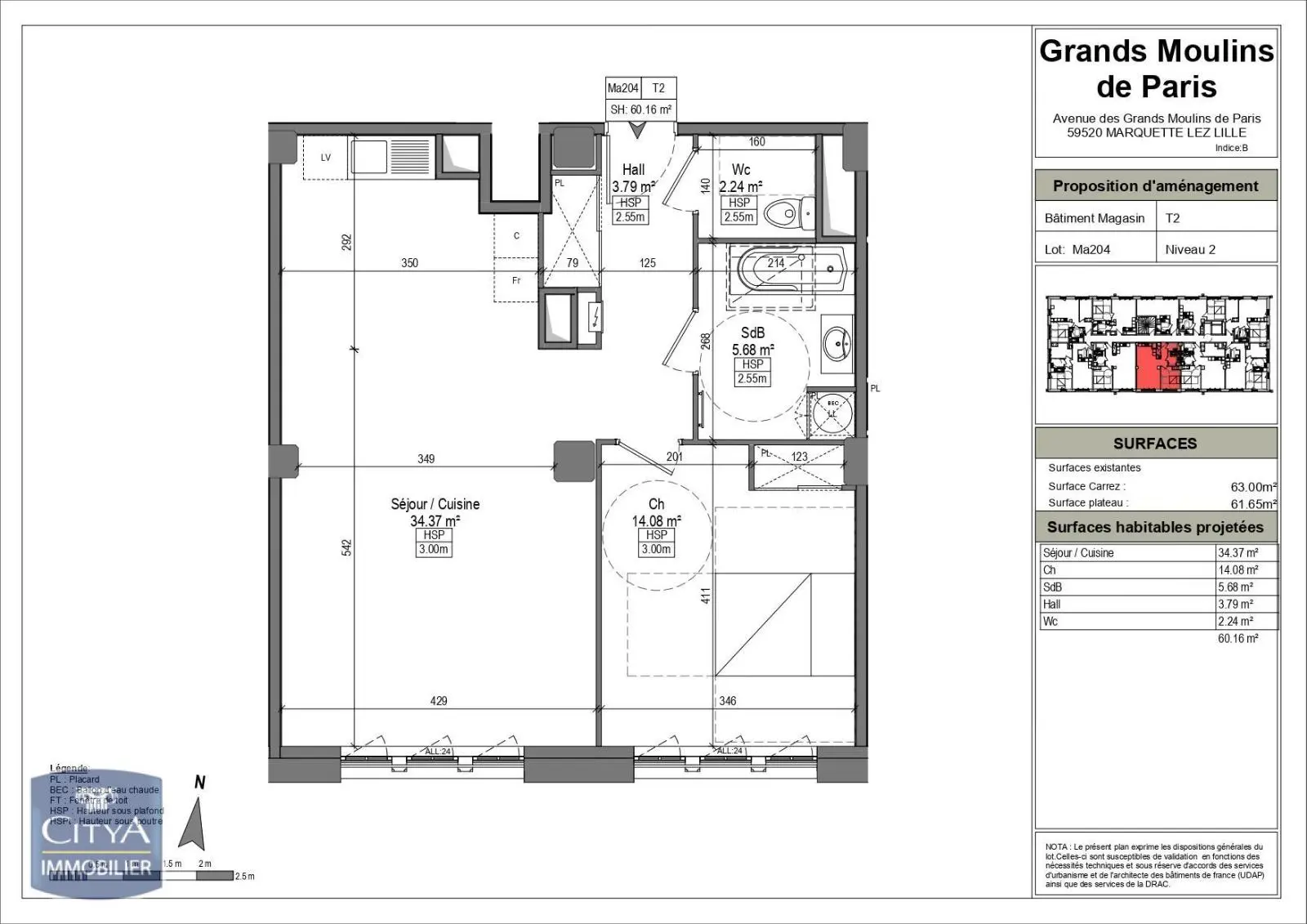 Photo 2 Appartement 2 pièces 59.23m²